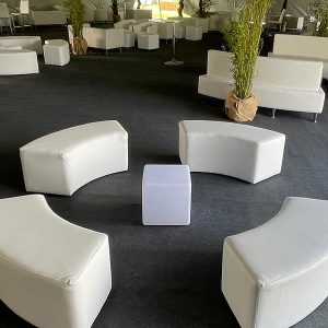 White Curved Ottoman