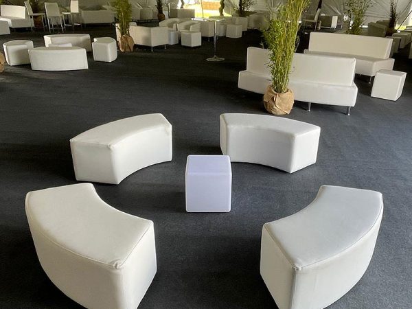 White Curved Ottoman